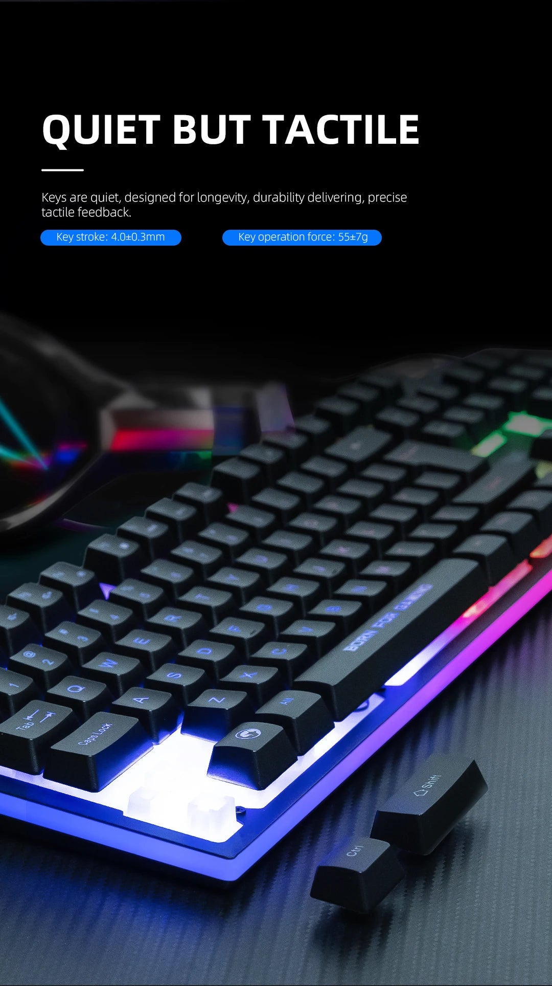 Die Gaming-Tastatur und -Maus enthält ein Tastatur-, Maus-, Kopfhörer- und Mauspad-Set, RGB, kabelgebundene Gaming-Tastatur- und Maus-Sets