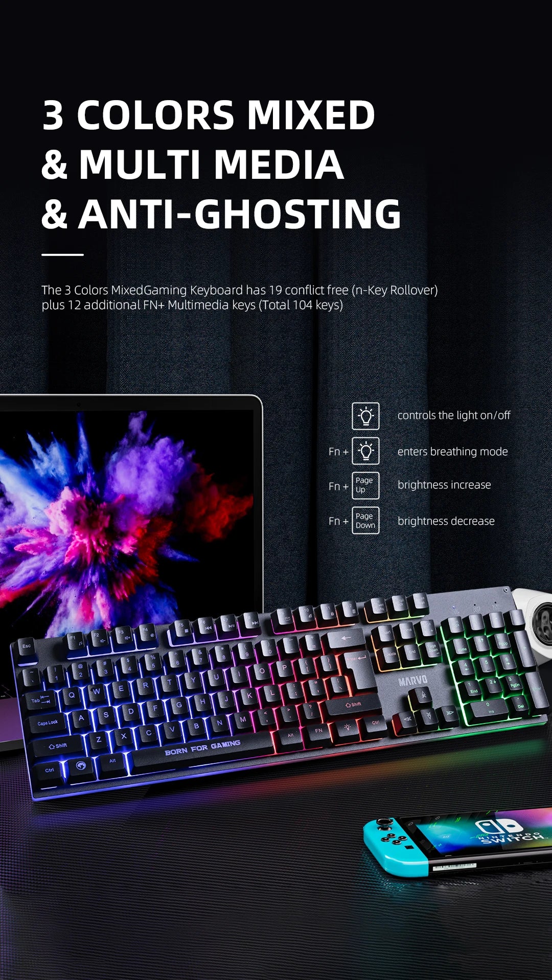 Die Gaming-Tastatur und -Maus enthält ein Tastatur-, Maus-, Kopfhörer- und Mauspad-Set, RGB, kabelgebundene Gaming-Tastatur- und Maus-Sets