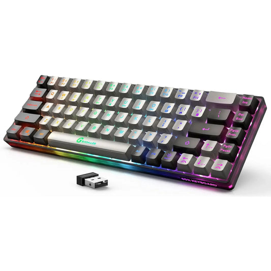 65 % kabellose Gaming-Tastatur, wiederaufladbare Gaming-Tastatur mit Hintergrundbeleuchtung, ultrakompakt, Anti-Ghosting-No-Conflict-Tastatur für PC und Laptop